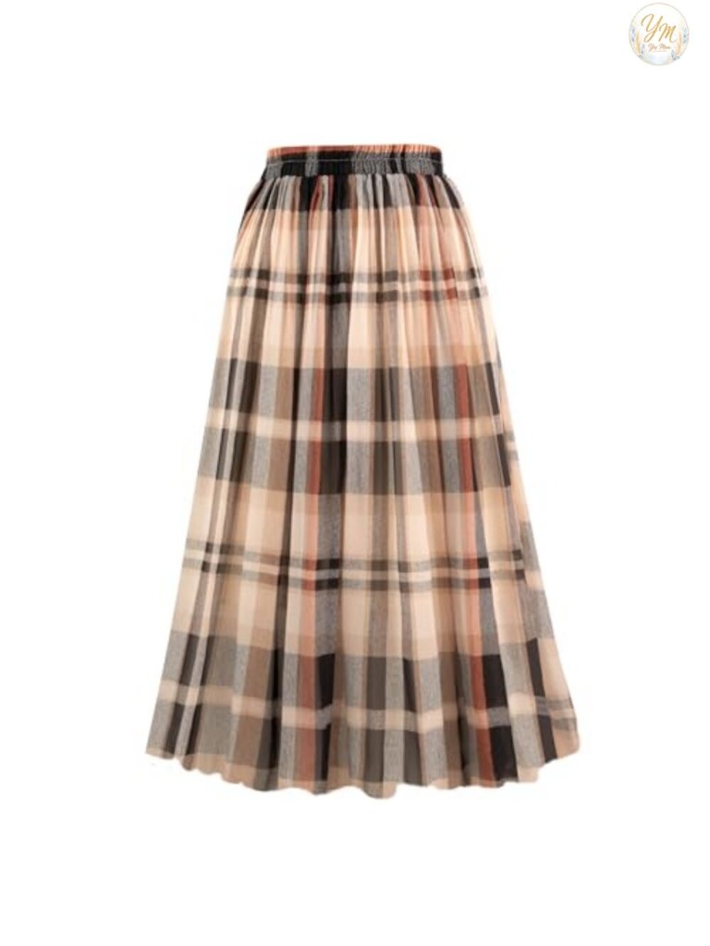 Chiffon Pleated A-Line Midi Skirt High Waist Lined Knee Length